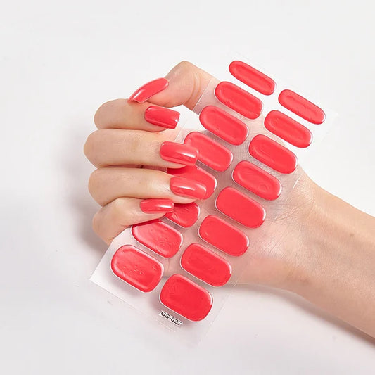 💅SEMICURED UV GEL NAIL STICKERS KIT -  LIGHT RED
